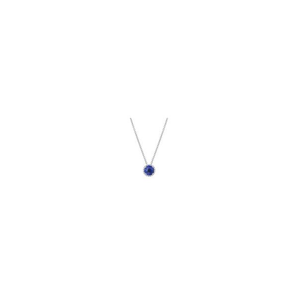 SS Lab Grown Sapphire and Simulated Diamond Halo Birthstone Necklace by Lafonn Kiefer Jewelers Lutz, FL
