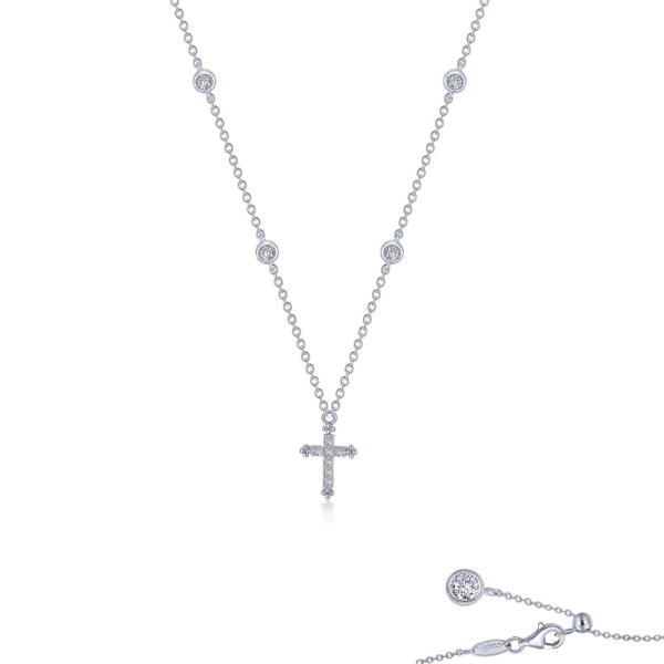 SS 0.41CTW Simulated Diamond Cross Station Necklace by Lafonn Kiefer Jewelers Lutz, FL
