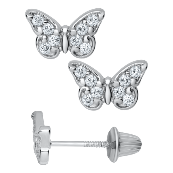 SS and White CZ Butterfly Earrings Kiefer Jewelers Lutz, FL