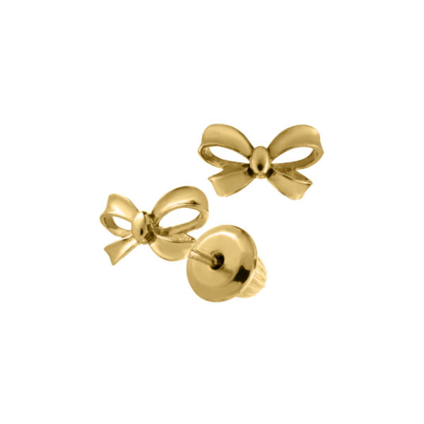 Children's 14KY Bow Shaped Stud Earrings Image 2 Kiefer Jewelers Lutz, FL