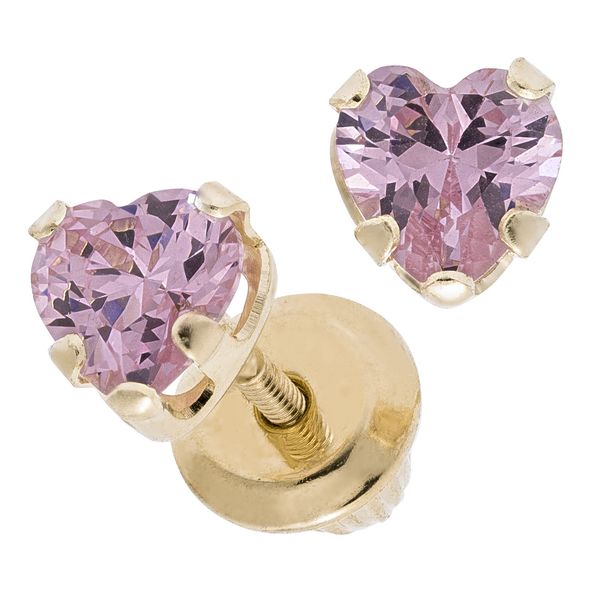 14K Pink Heart Earrings Image 2 Kiefer Jewelers Lutz, FL