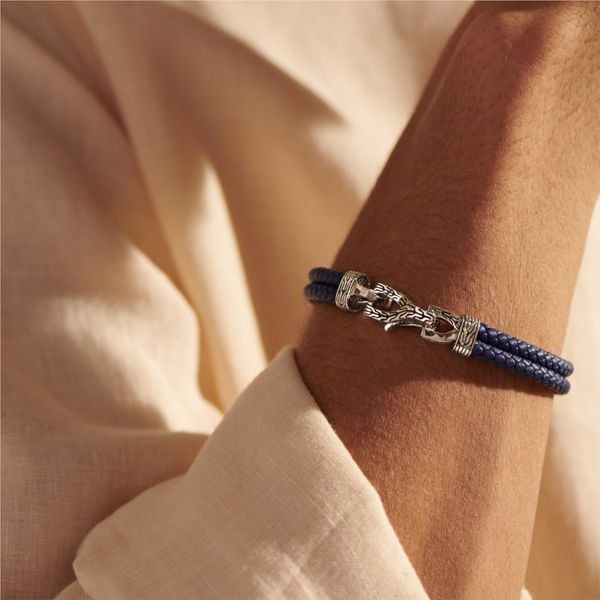 Blue Leather Asli Classic Chain Link Station Bracelet by John Hardy Image 2 Kiefer Jewelers Lutz, FL