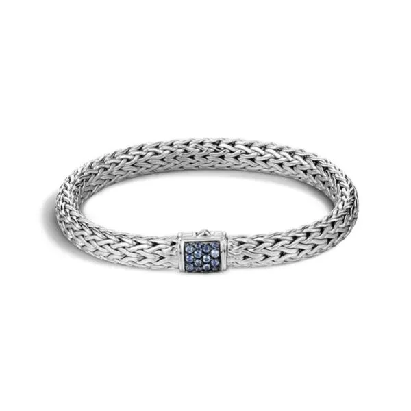 John Hardy Classic Chain Silver Lava with Blue Sapphire Medium Bracelet Kiefer Jewelers Lutz, FL
