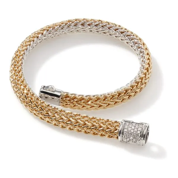 Classic Chain Gold & Silver Pave Diamond Reversible Bracelet by John Hardy Image 4 Kiefer Jewelers Lutz, FL