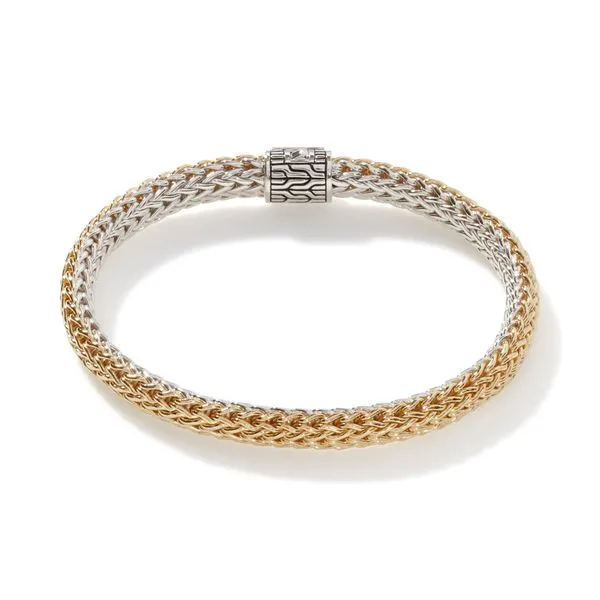 Classic Chain Gold & Silver Pave Diamond Small Reversible Bracelet by John Hardy Image 2 Kiefer Jewelers Lutz, FL
