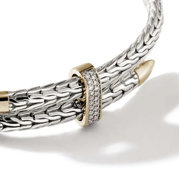 John Hardy Sterling Silver Diamond Spear Pave Flex Cuff Bracelet Image 2 Kiefer Jewelers Lutz, FL