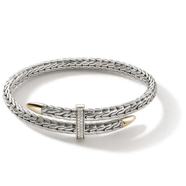 John Hardy Sterling Silver Diamond Spear Pave Flex Cuff Bracelet Kiefer Jewelers Lutz, FL