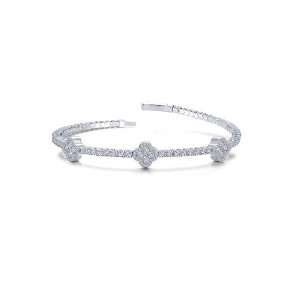 Sterling Silver Simulated Diamond Station Tennis Flex Bangle Kiefer