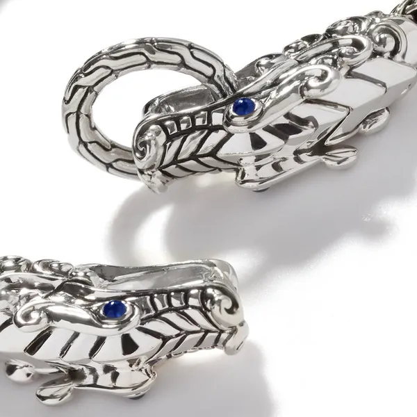 John Hardy Sterling Silver Double Dragon Head Bracelet with Blue Sapphire Eyes Image 2 Kiefer Jewelers Lutz, FL