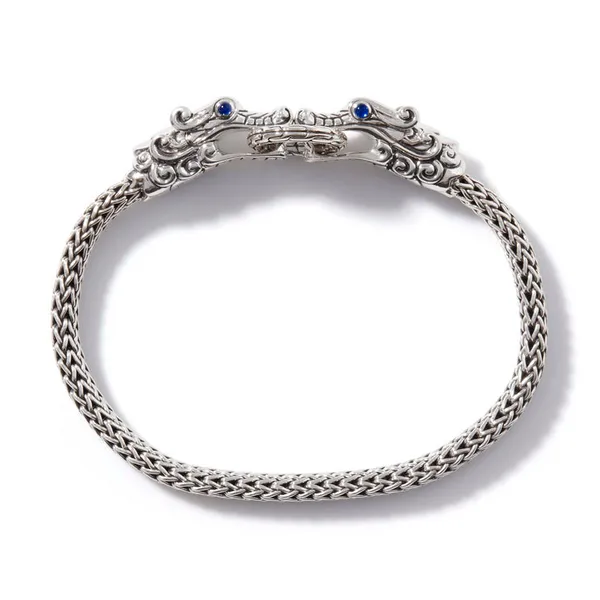John Hardy Sterling Silver Double Dragon Head Bracelet with Blue Sapphire Eyes Image 5 Kiefer Jewelers Lutz, FL