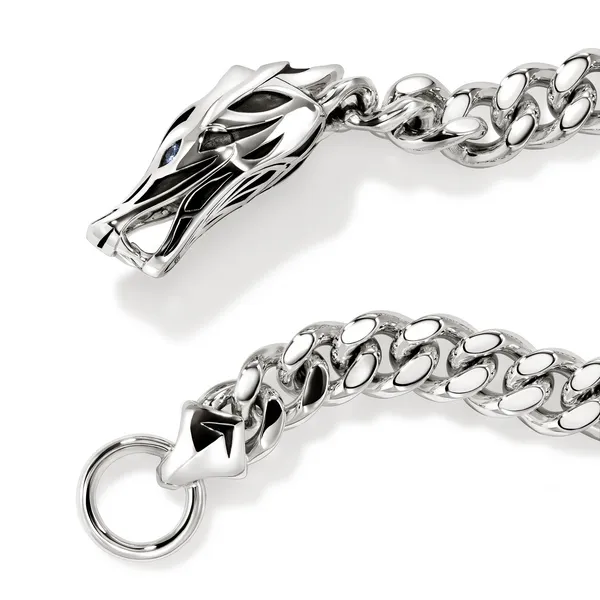 John Hardy Naga Sterling Silver Bracelet with Blue Sapphires Image 3 Kiefer Jewelers Lutz, FL
