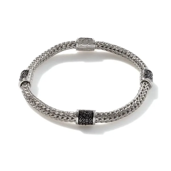 John Hardy Sterling Silver Classic Black Sapphire 4 Station Bracelet Kiefer Jewelers Lutz, FL