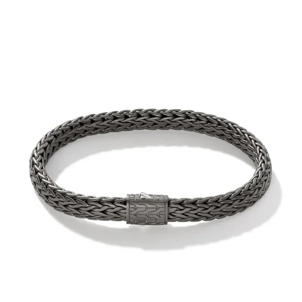 John Hardy SS and Matte Black Rhodium Flat Chain Bracelet Kiefer Jewelers Lutz, FL