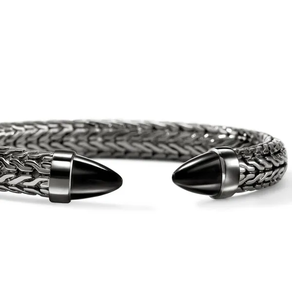 John Hardy Spear 50 Flex Cuff Dark Silver and Black Onyx Image 2 Kiefer Jewelers Lutz, FL