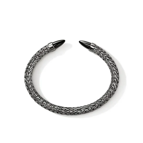 John Hardy Spear 50 Flex Cuff Dark Silver and Black Onyx Image 5 Kiefer Jewelers Lutz, FL