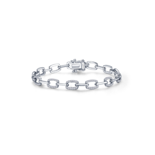 Sterling Silver and Simulated Diamond Link Bracelet Kiefer Jewelers Lutz, FL