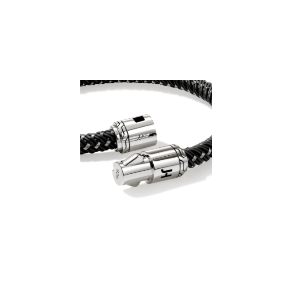 John Hardy Sterling Silver Pusher Clasp and Black Rubber Bracelet Image 2 Kiefer Jewelers Lutz, FL