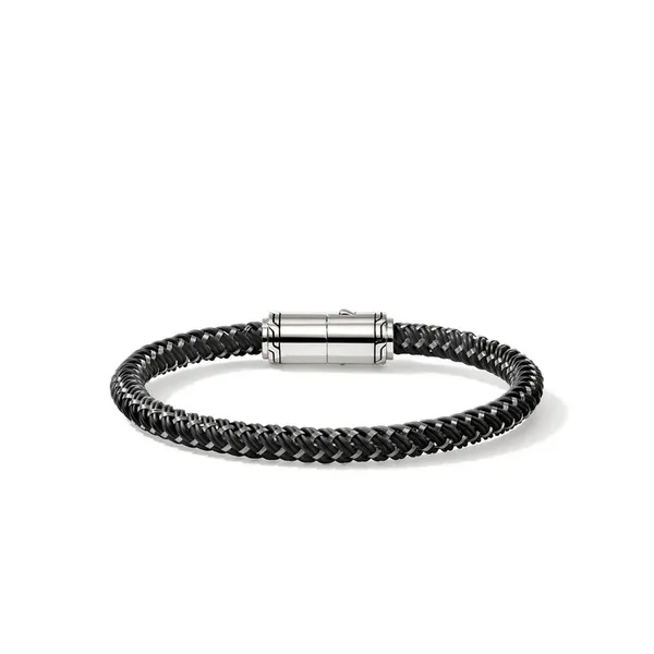 John Hardy Sterling Silver Pusher Clasp and Black Rubber Bracelet Image 3 Kiefer Jewelers Lutz, FL