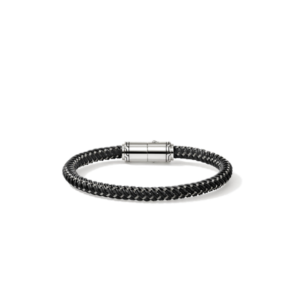 John Hardy Sterling Silver Pusher Clasp and Black Rubber Bracelet Image 3 Kiefer Jewelers Lutz, FL