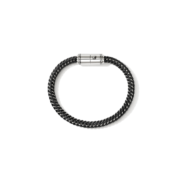 John Hardy Sterling Silver Pusher Clasp and Black Rubber Bracelet Image 4 Kiefer Jewelers Lutz, FL