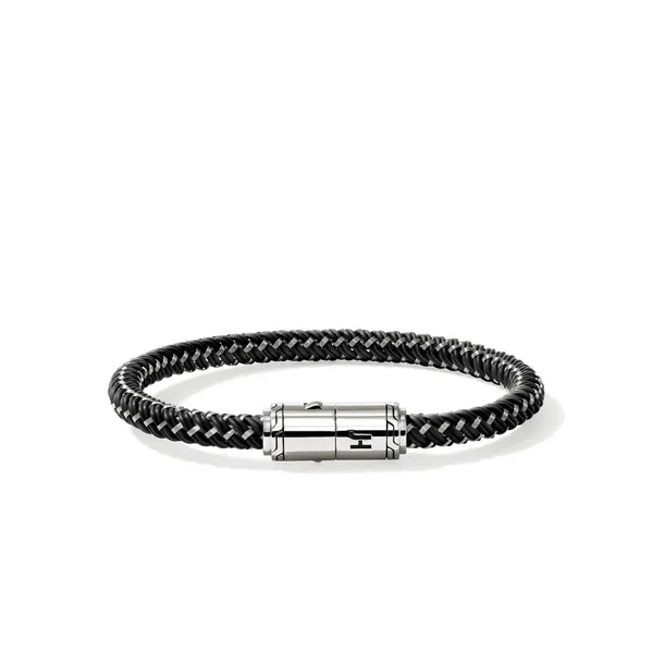 John Hardy Sterling Silver Pusher Clasp and Black Rubber Bracelet Kiefer Jewelers Lutz, FL
