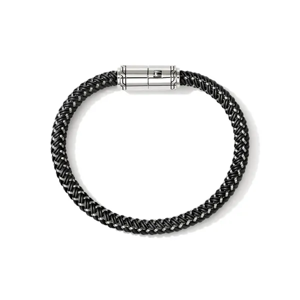 John Hardy Sterling Silver Pusher Clasp Black Rubber Cord Bracelet Image 4 Kiefer Jewelers Lutz, FL