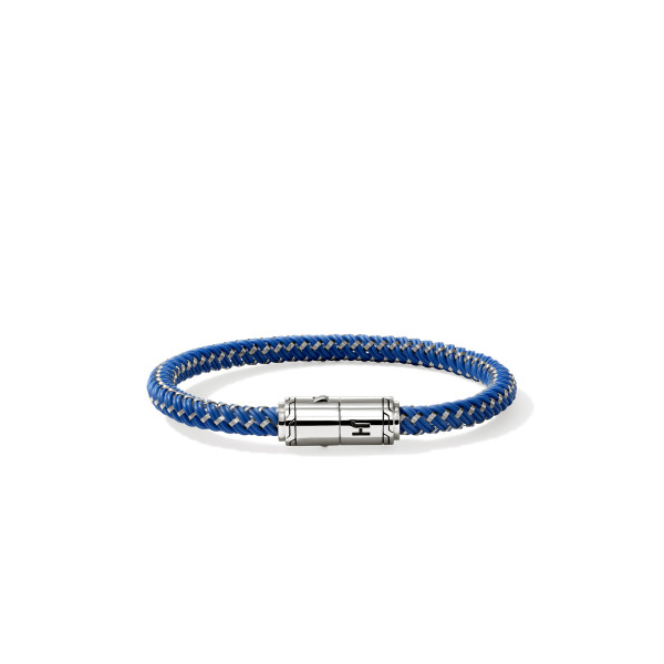 John Hardy Sterling Silver Pusher Clasp Blue Rubber Cord Bracelet Kiefer Jewelers Lutz, FL
