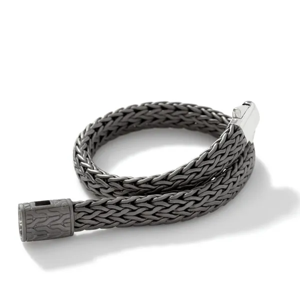 John Hardy SS and Matte Black Rhodium Flat Chain Bracelet Image 3 Kiefer Jewelers Lutz, FL