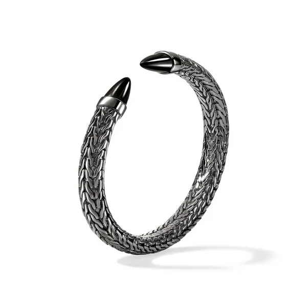 John Hardy Spear 50 Flex Cuff Dark Silver and Black Onyx Image 3 Kiefer Jewelers Lutz, FL