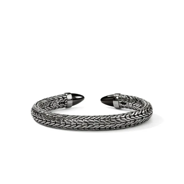 John Hardy Spear 50 Flex Cuff Dark Silver and Black Onyx Image 4 Kiefer Jewelers Lutz, FL