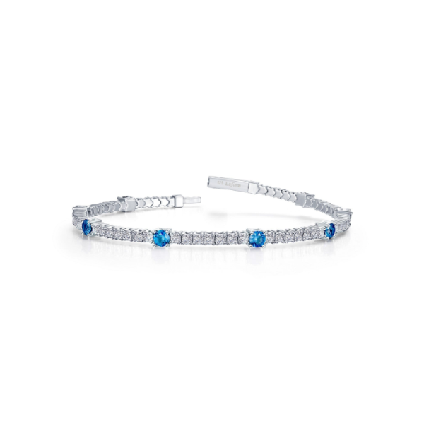 Sterling Silver Simulated Diamond and Simulated Blue Topaz Flexi-Bangle Bracelet Kiefer Jewelers Lutz, FL