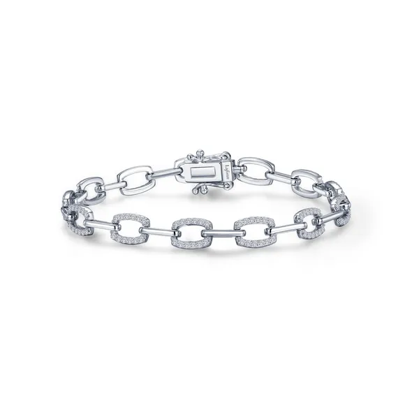 Sterling Silver and Simulated Diamond Link Bracelet Kiefer Jewelers Lutz, FL