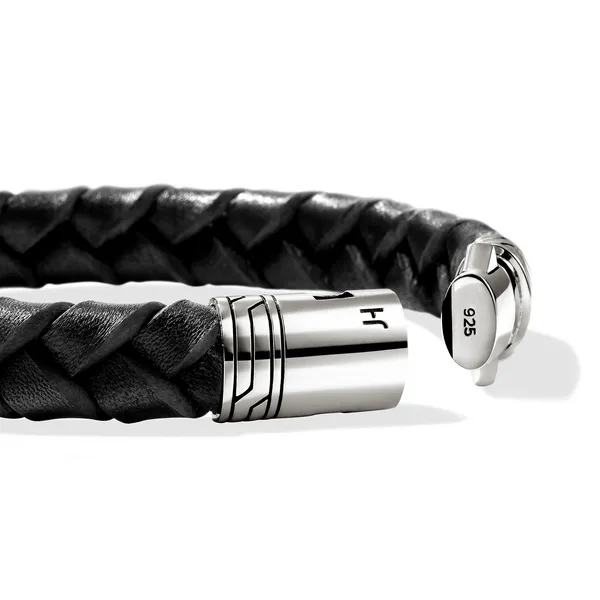 SS 10mm Braided Black Leather Bracelet by John Hardy Image 2 Kiefer Jewelers Lutz, FL
