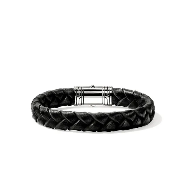 SS 10mm Braided Black Leather Bracelet by John Hardy Image 3 Kiefer Jewelers Lutz, FL