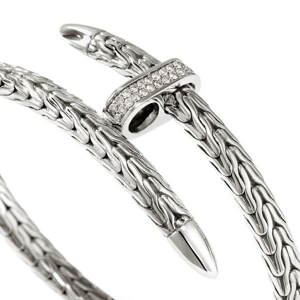 John Hardy SS and Diamond Pave Spear Flex Cuff Image 2 Kiefer Jewelers Lutz, FL