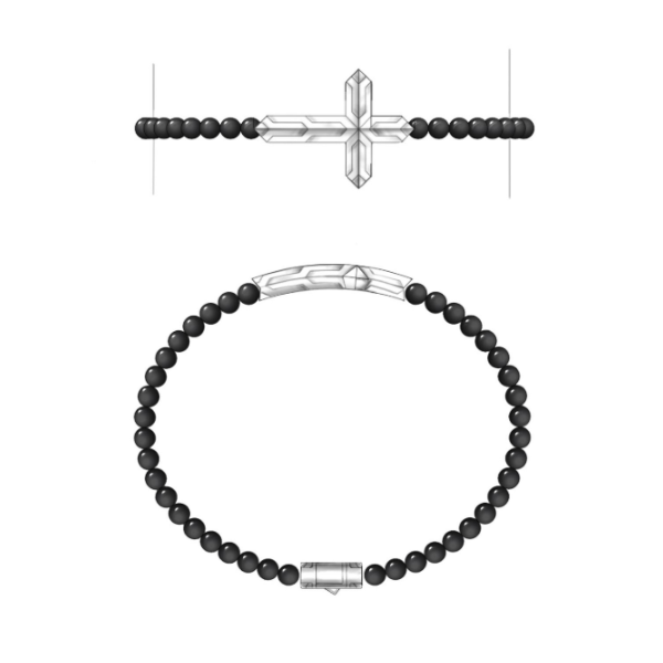 Icon 50 SS and Black Onyx Beadded Cross Bracelet by John Hardy Kiefer Jewelers Lutz, FL