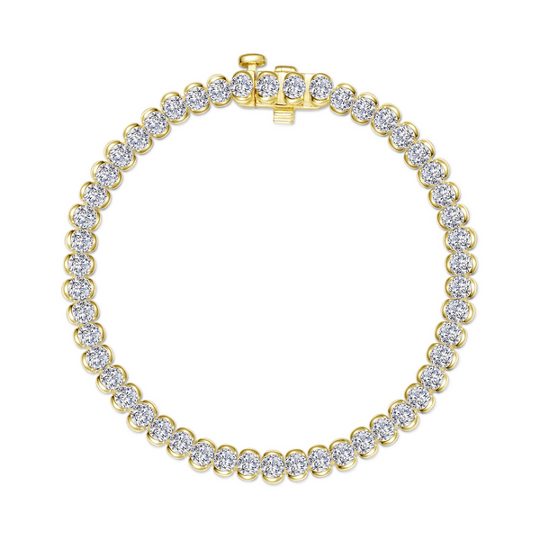 SS/GP 5.5CTW Simulated Diamond Half Bezel Set Tennis Bracelet by Lafonn Kiefer Jewelers Lutz, FL
