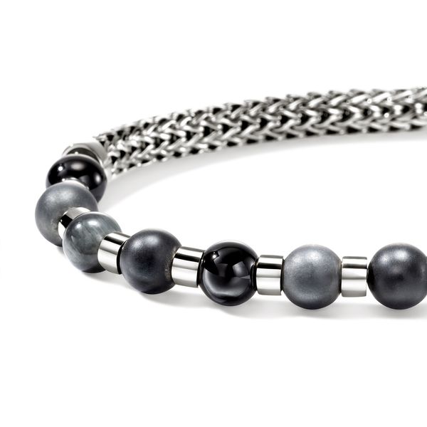 SS 5MM Black Onyx, Hematite, and Eagle Eye Beaded Bracelet by John Hardy Image 2 Kiefer Jewelers Lutz, FL