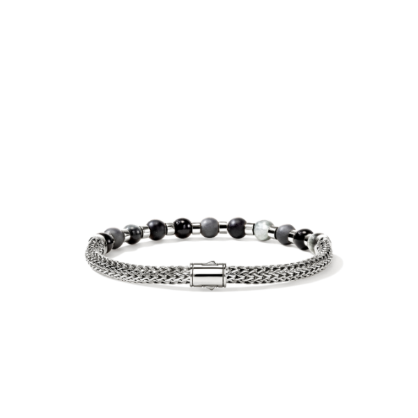 SS 5MM Black Onyx, Hematite, and Eagle Eye Beaded Bracelet by John Hardy Image 3 Kiefer Jewelers Lutz, FL