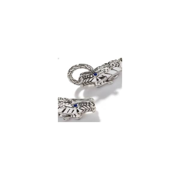 John Hardy Sterling Silver Double Dragon Head Bracelet with Blue Sapphire Eyes Image 2 Kiefer Jewelers Lutz, FL