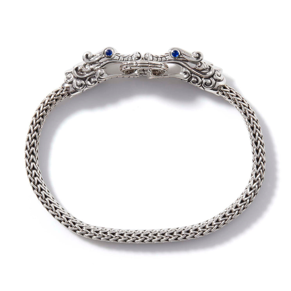 John Hardy Sterling Silver Double Dragon Head Bracelet with Blue Sapphire Eyes Image 5 Kiefer Jewelers Lutz, FL