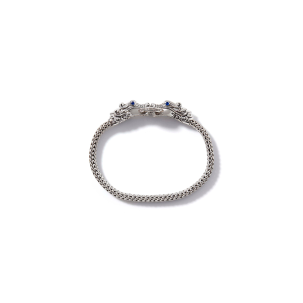 John Hardy Sterling Silver Double Dragon Head Bracelet with Blue Sapphire Eyes Image 5 Kiefer Jewelers Lutz, FL