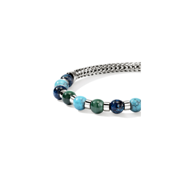 SS 5MM Extra Small Chrysocolla, Malachite, and Treated Turquoise Beaded Bracelet by John Hardy Image 2 Kiefer Jewelers Lutz, FL