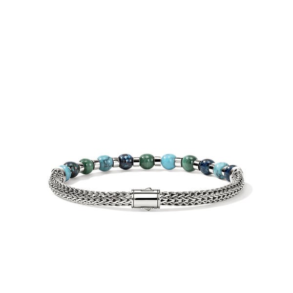 SS 5MM Extra Small Chrysocolla, Malachite, and Treated Turquoise Beaded Bracelet by John Hardy Image 3 Kiefer Jewelers Lutz, FL