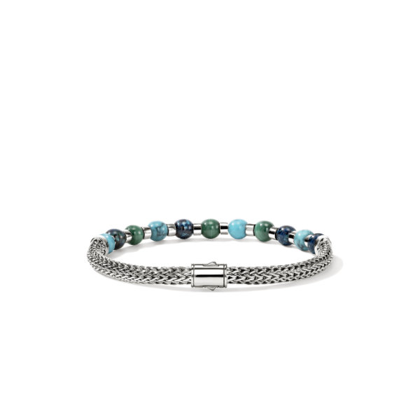 SS 5MM Extra Small Chrysocolla, Malachite, and Treated Turquoise Beaded Bracelet by John Hardy Image 3 Kiefer Jewelers Lutz, FL