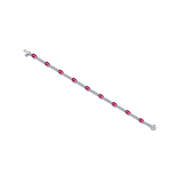 SS Lab Grown Ruby and Simulated Diamond Bracelet by Lafonn Image 2 Kiefer Jewelers Lutz, FL