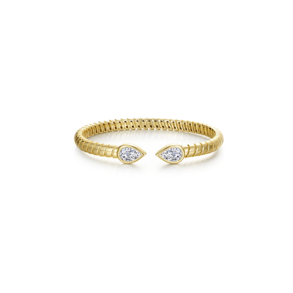 SS/GP 2.55CTW Simulated Diamond Pear Shape Flexible Cuff Bracelet by Lafonn Image 2 Kiefer Jewelers Lutz, FL