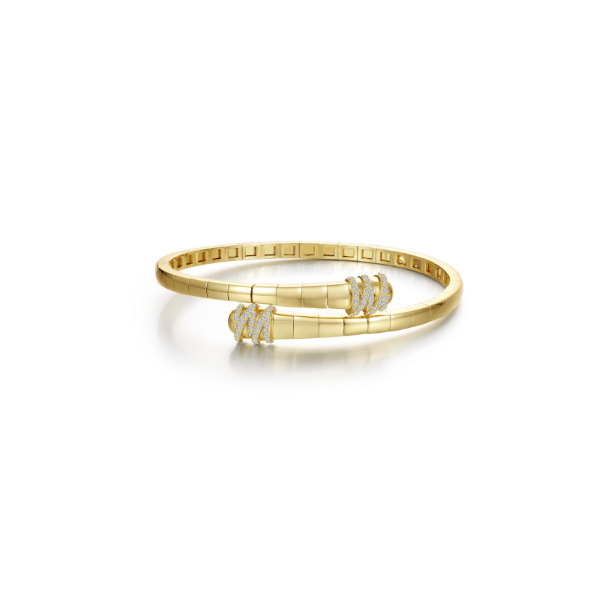 SS/GP 0.44CTW Simulated Diamond Ribbon Bypass Flexible Bangle by Lafonn Image 2 Kiefer Jewelers Lutz, FL