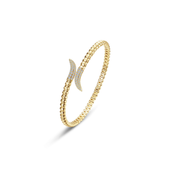 SS/GP 0.60CTW Simulated Diamond Fluted Bypass Wrap Bangle Bracelet by Lafonn Kiefer Jewelers Lutz, FL