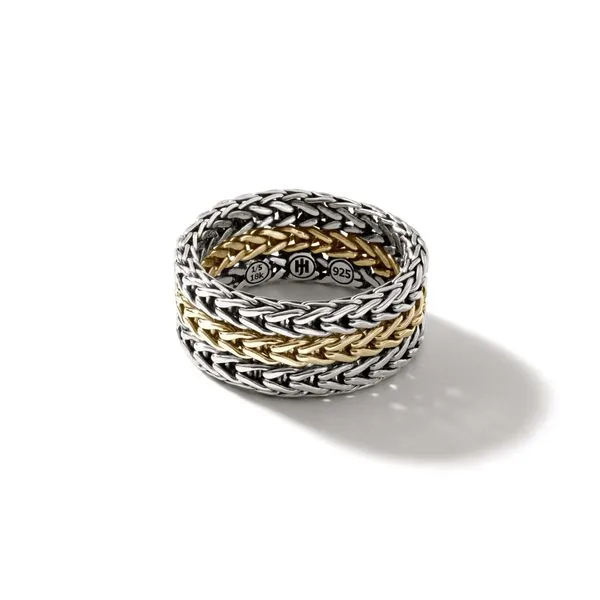Sterling Silver and 18 Karat Yellow Gold Rata Chain Band Ring by John Hardy Kiefer Jewelers Lutz, FL